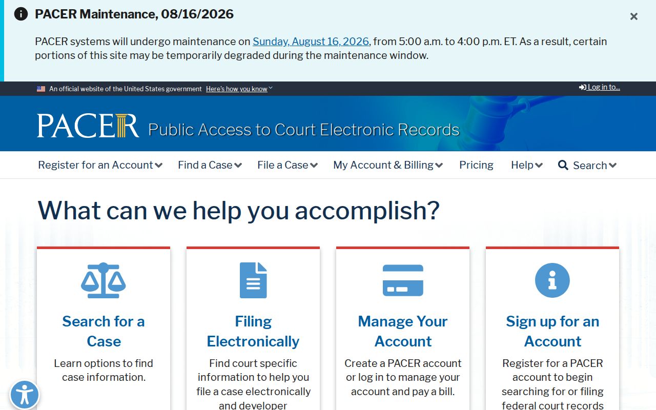 Custer County case search comparison with PACER federal records