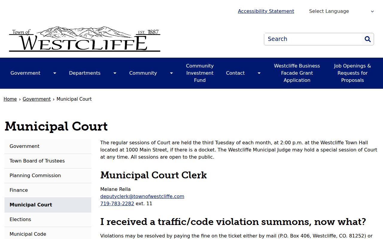Westcliffe court docket official Municipal Court page