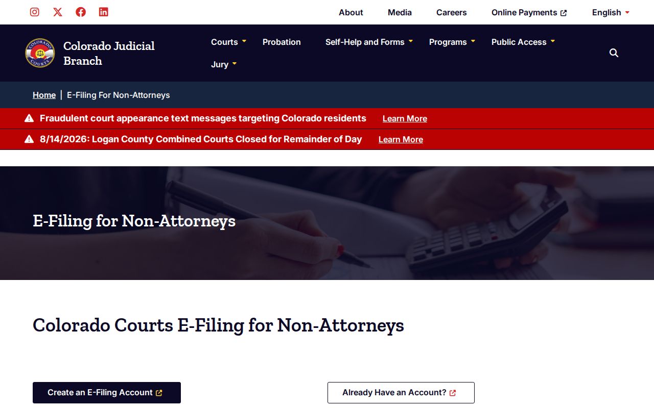 Custer County civil docket non-attorney electronic filing information