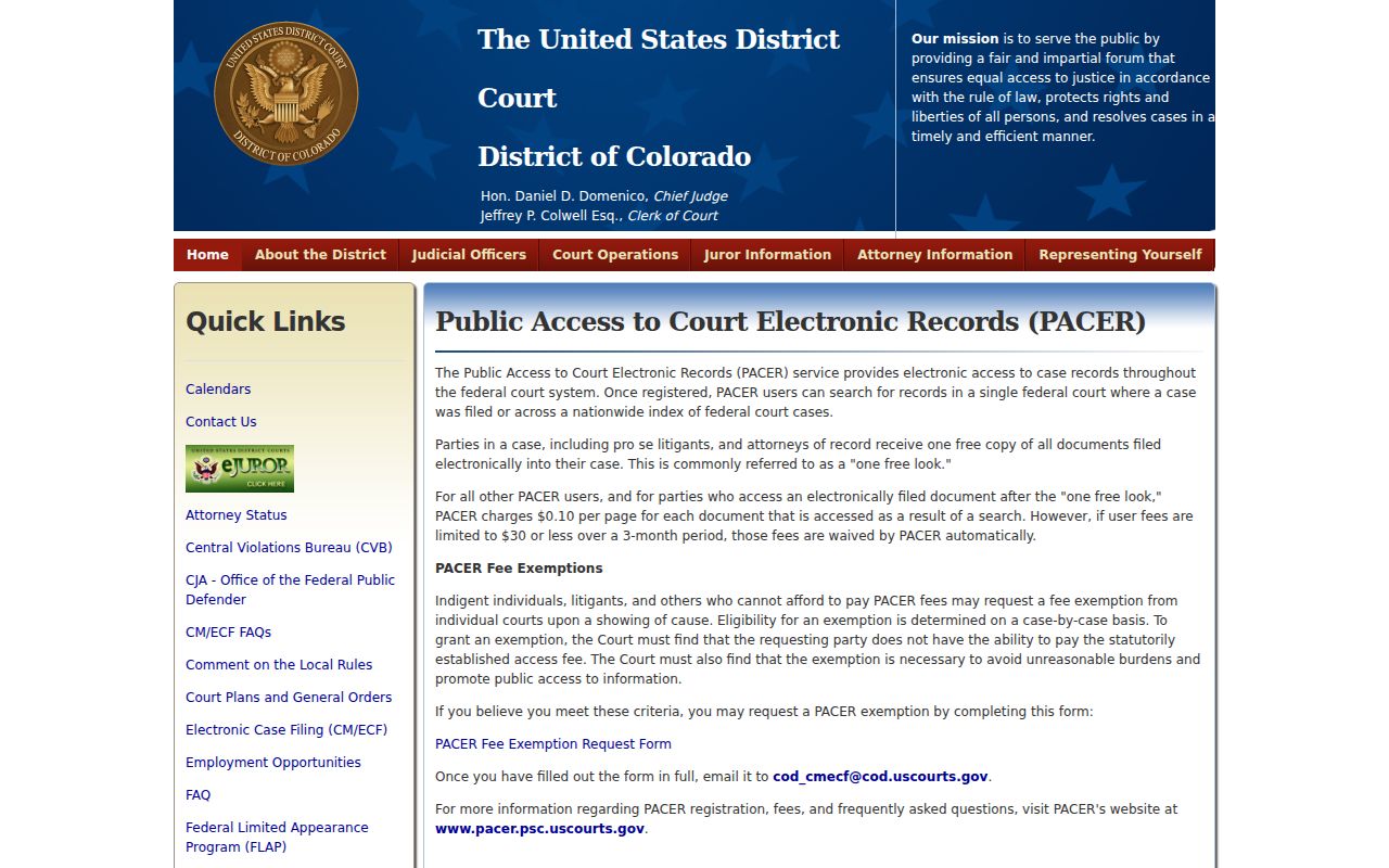 Custer County court records compared with District of Colorado PACER
