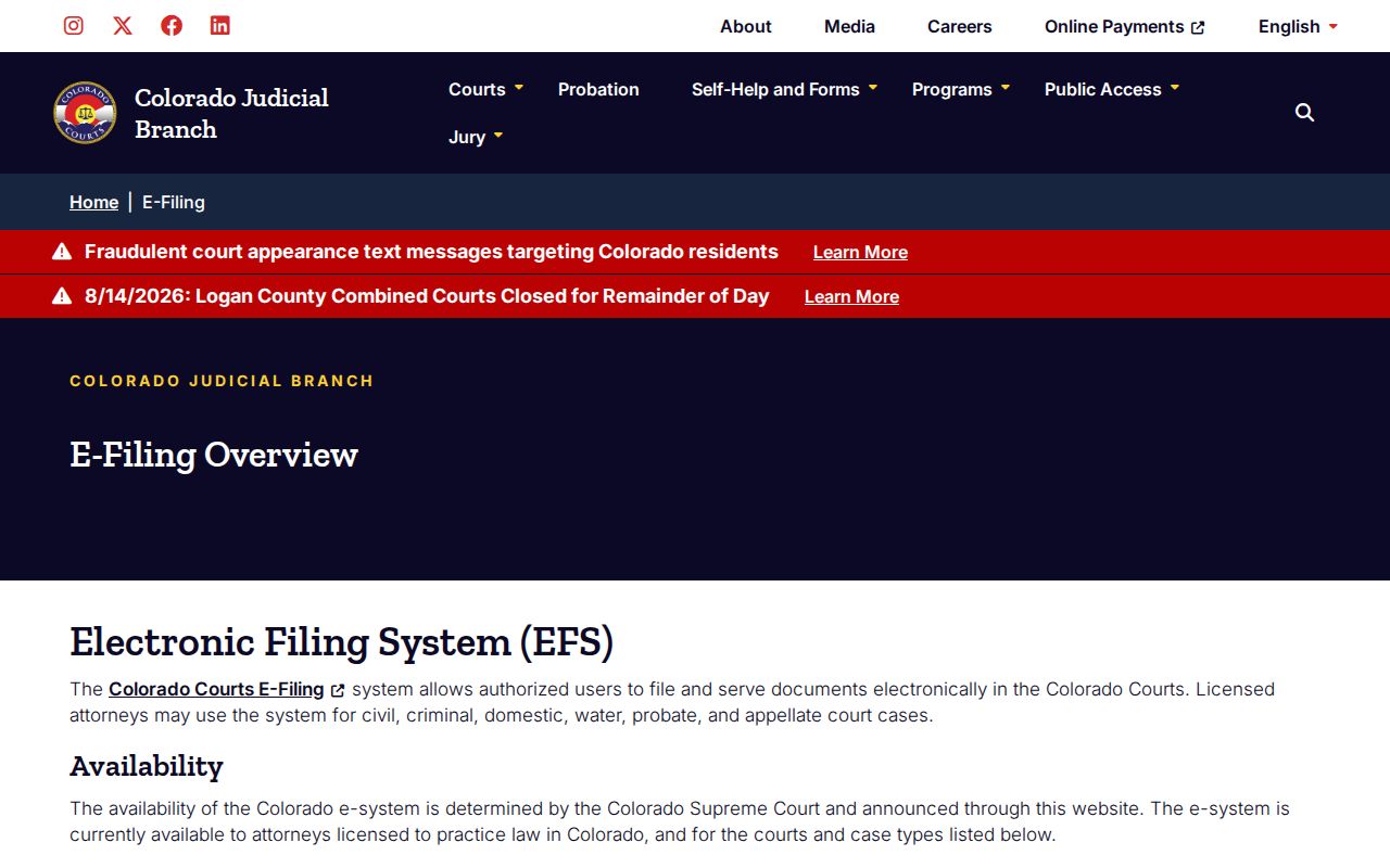 Custer County criminal docket Colorado Courts E-Filing information